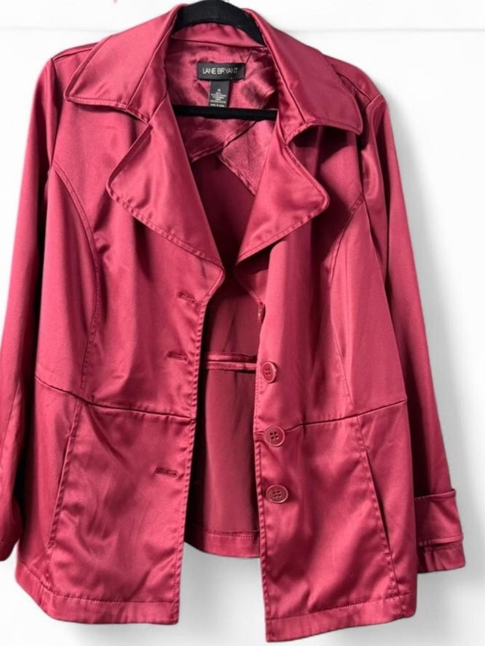 Lane Bryant Rose Red Satin Button Jacket